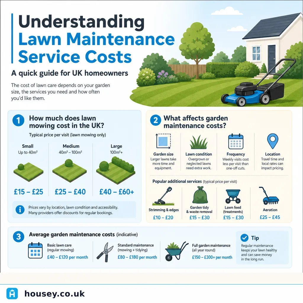 Infographic illustrating: Understanding Lawn Maintenance Service Costs