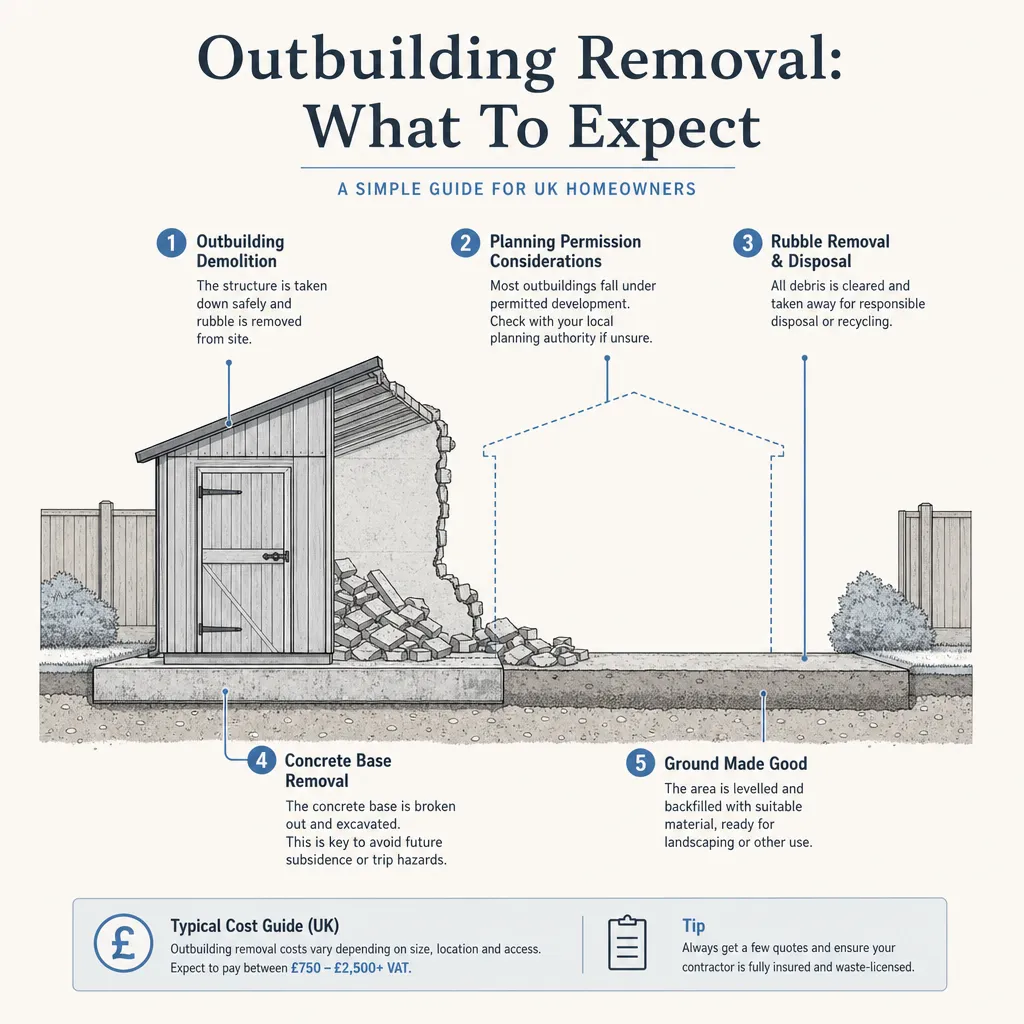 Diagram illustrating: Outbuilding Removal: What To Expect