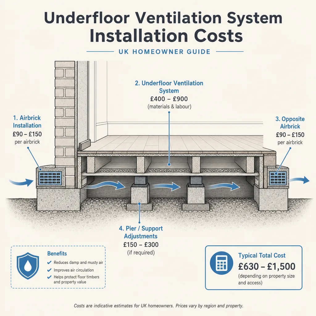 Diagram illustrating: Underfloor Ventilation System Installation Costs