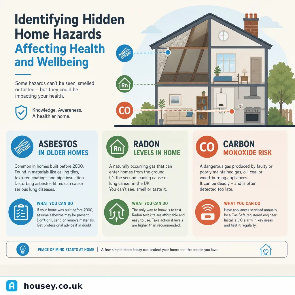 Infographic illustrating: Identifying Hidden Home Hazards Affecting Health and Wellbeing