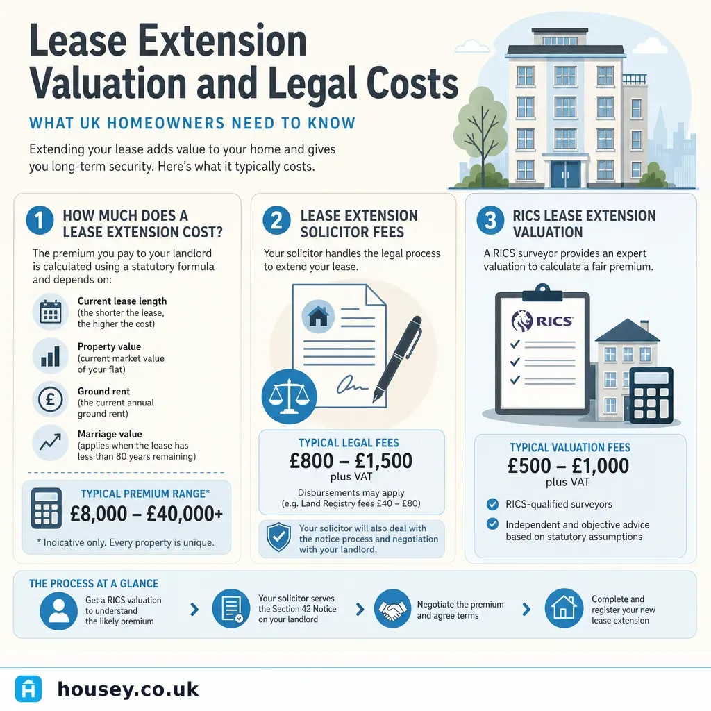 Infographic illustrating: Lease Extension Valuation and Legal Costs