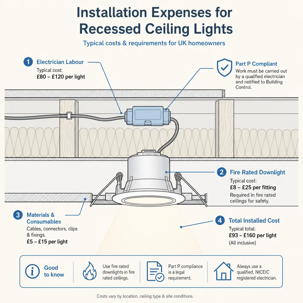Diagram illustrating: Installation Expenses for Recessed Ceiling Lights