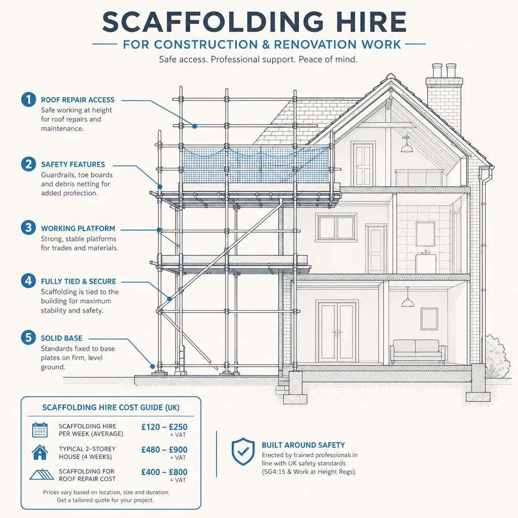Diagram illustrating: Scaffolding Hire for Construction and Renovation Work