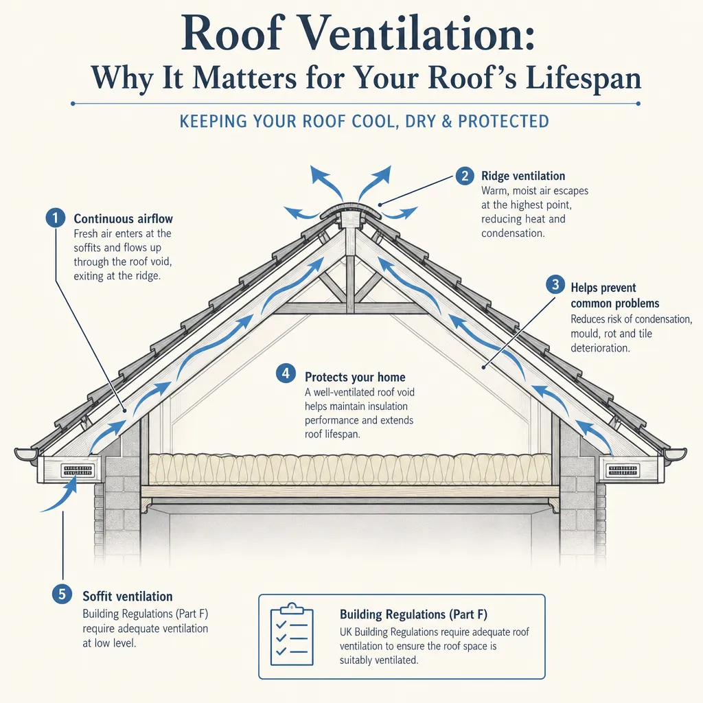 Diagram illustrating: Roof Ventilation: Why It Matters for Your Roof's Lifespan