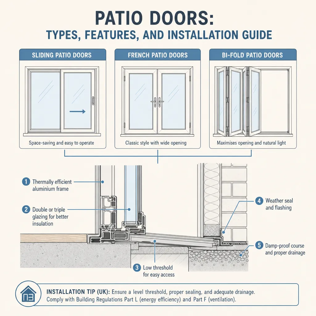 Diagram illustrating: Patio Doors: Types, Features, and Installation Guide