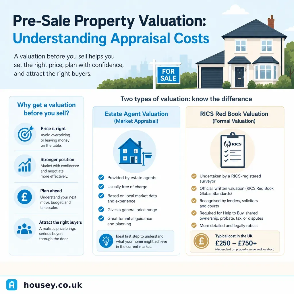 Infographic illustrating: Pre-Sale Property Valuation: Understanding Appraisal Costs