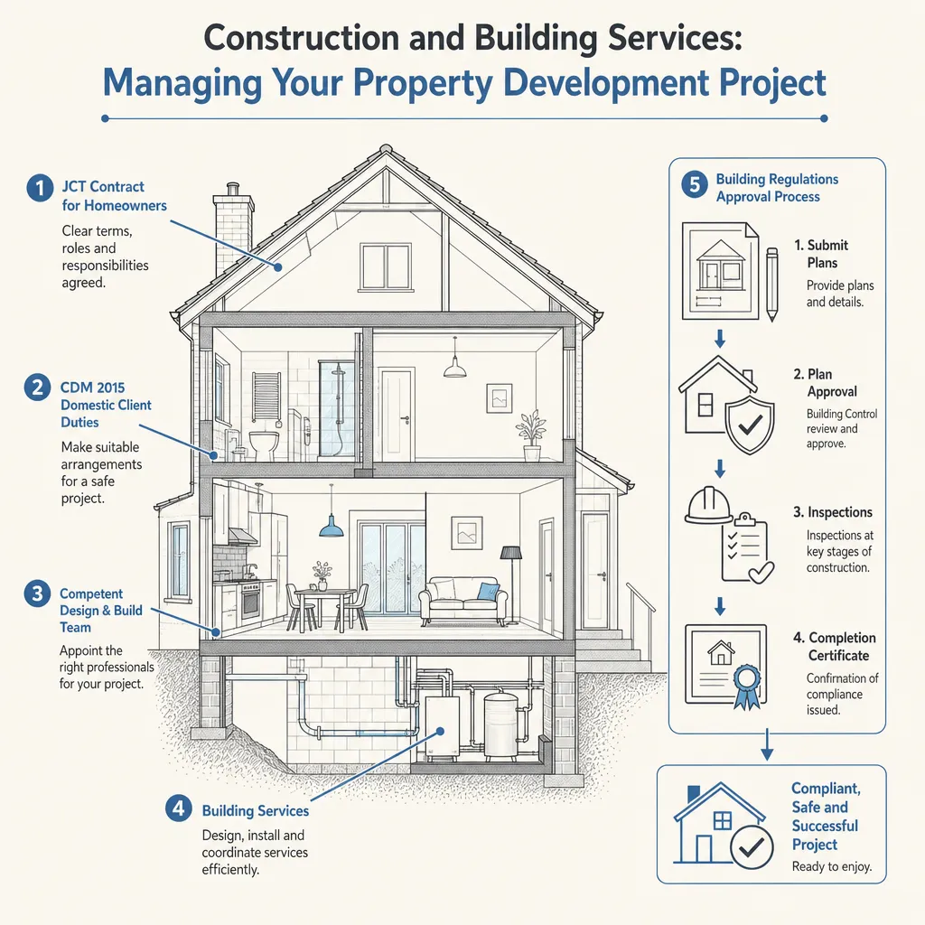 Diagram illustrating: Construction and Building Services: Managing Your Property Development Project