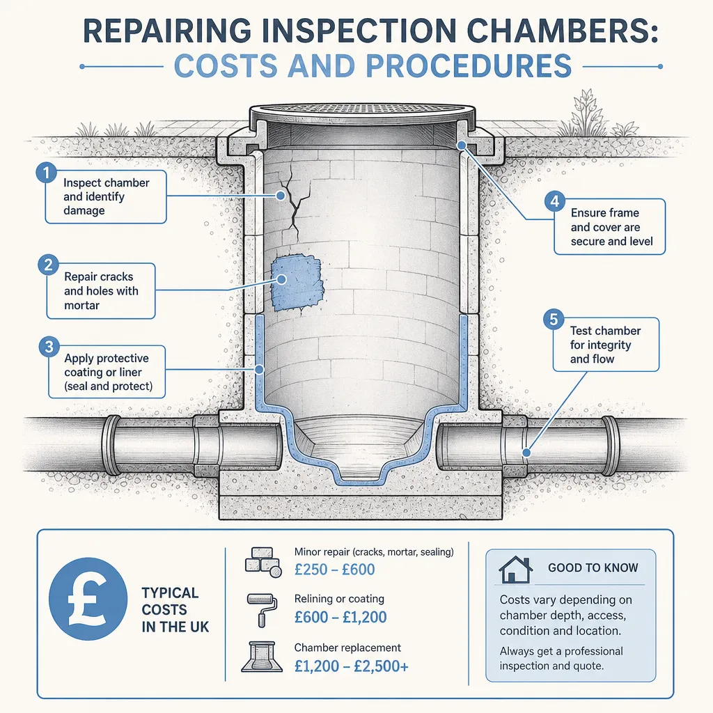 Diagram illustrating: Repairing Inspection Chambers: Costs and Procedures