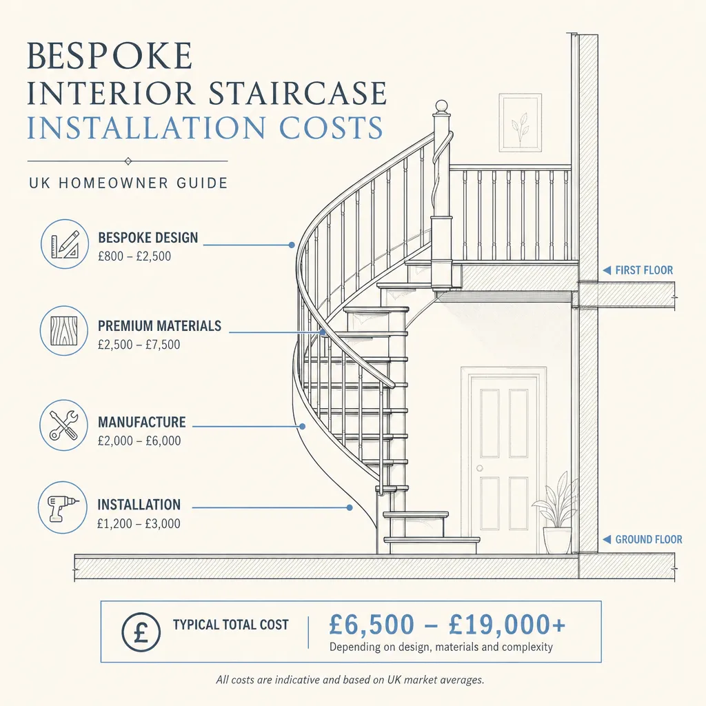 Diagram illustrating: Bespoke Interior Staircase Installation Costs