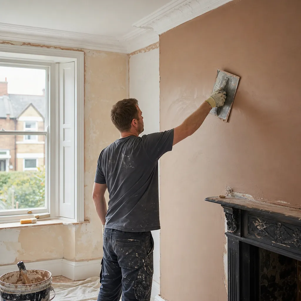Photo illustrating: Replastering Interior Walls: Techniques for Smooth Finishes and Problem Solving
