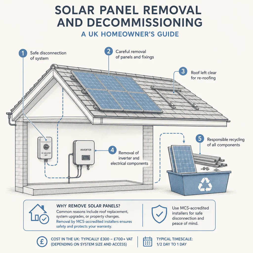 Diagram illustrating: Solar Panel Removal and Decommissioning