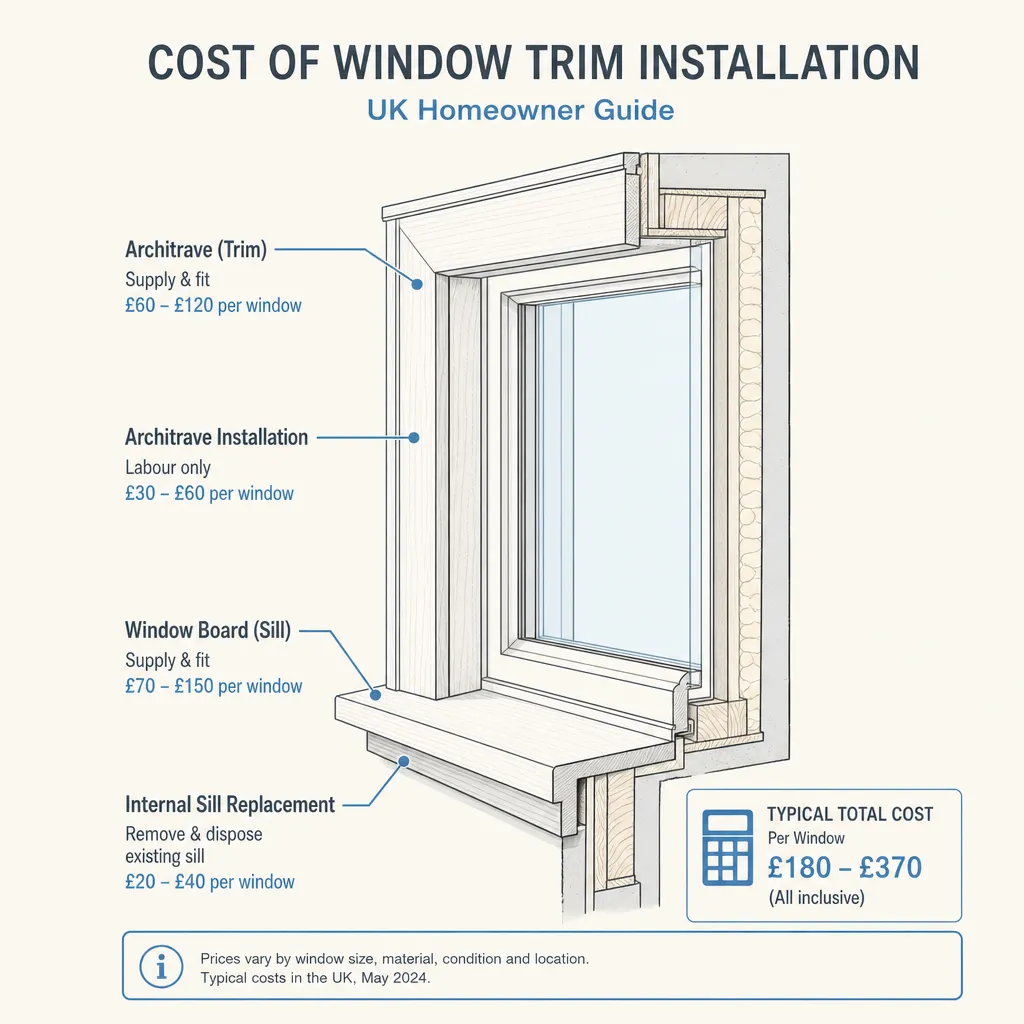 Diagram illustrating: Cost of Window Trim Installation