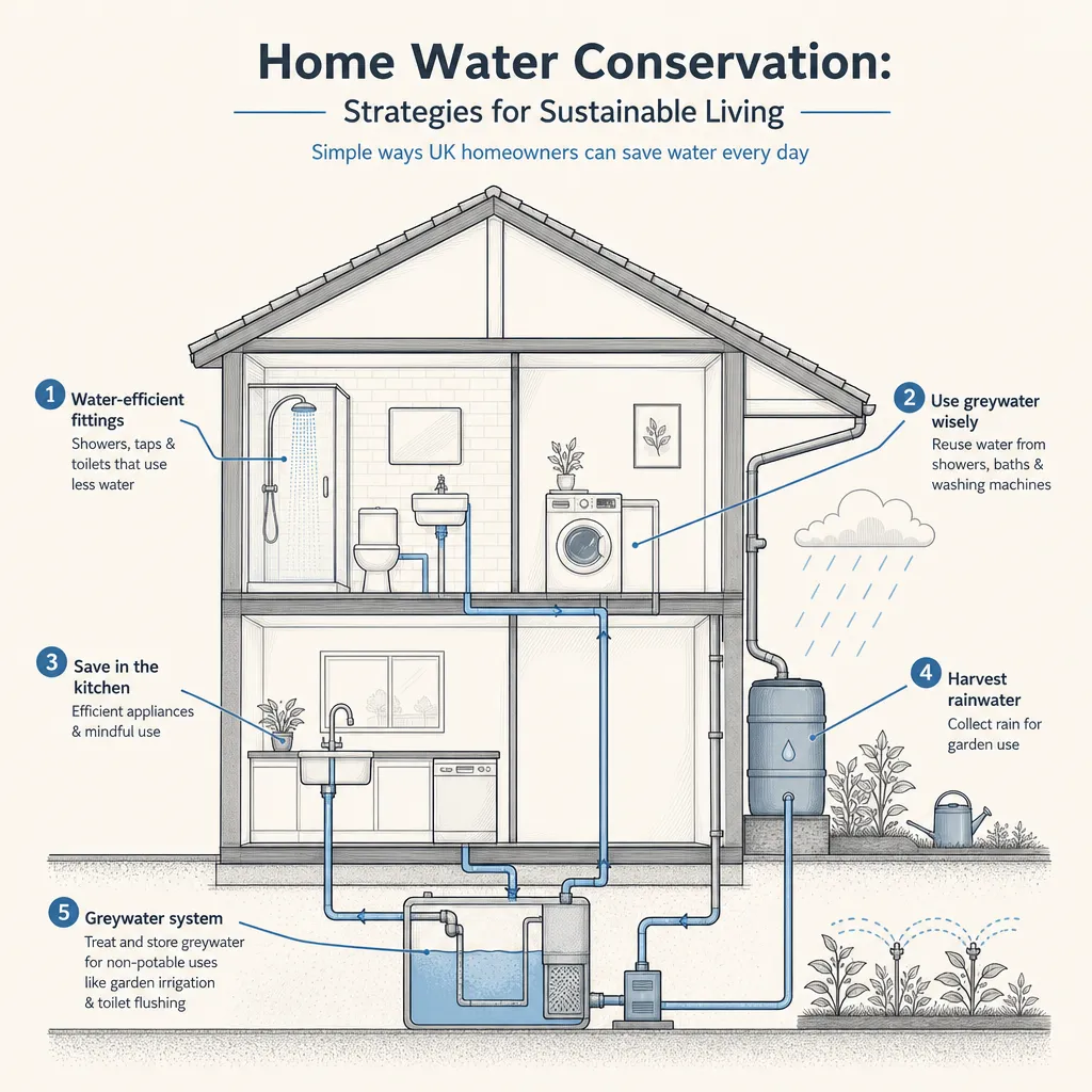 Diagram illustrating: Home Water Conservation: Strategies for Sustainable Living