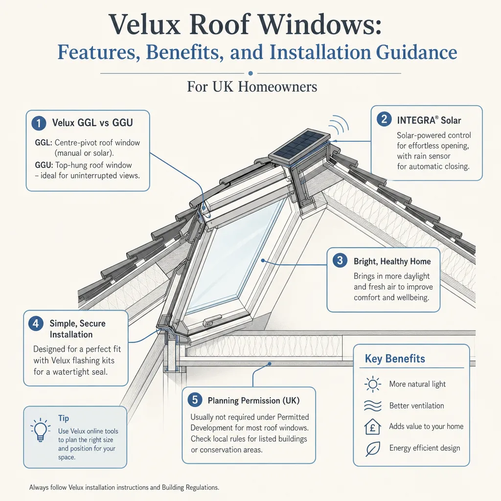 Diagram illustrating: Velux Roof Windows: Features, Benefits, and Installation Guidance