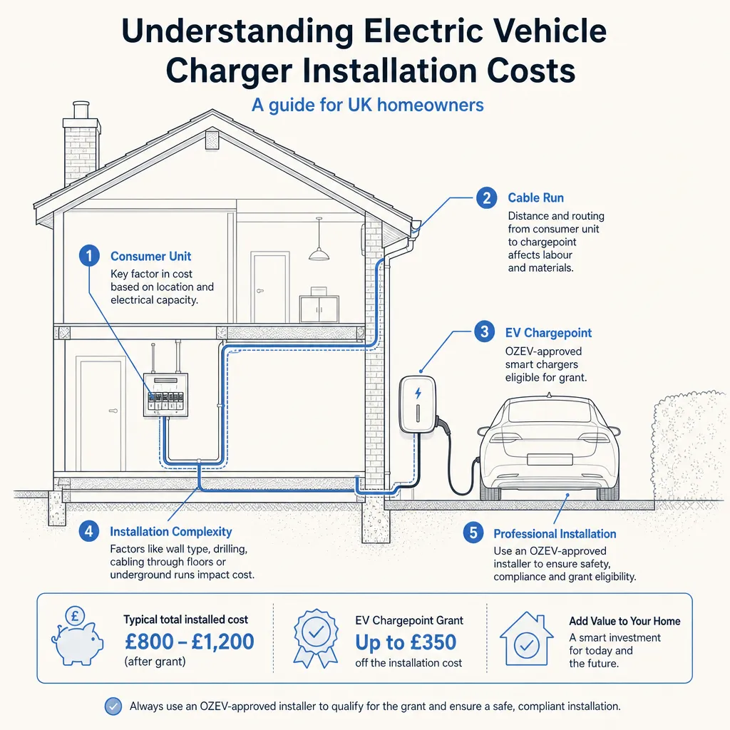 Diagram illustrating: Understanding Electric Vehicle Charger Installation Costs